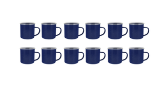 24 oz Enamel Mug 12 Pack - Metal Camping Mug with Blue Enamel Finish - Coffee Mug for Camping, Hiking & Picnics
