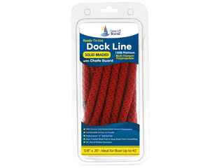 5/8" x 20' Red Solid Braided Poly Dock Line w/ Chafe Guard For Boats up to 45' - Sold Individually