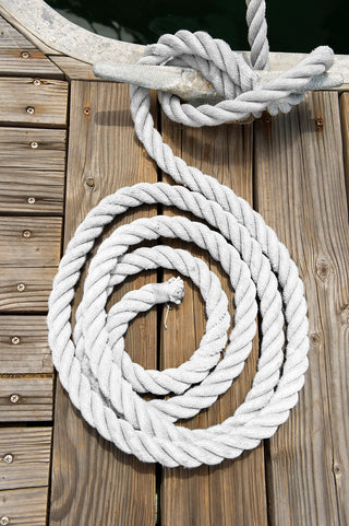 5/8" x 25' White 3 Strand Twisted Nylon Dock Line - For Boats up to 45' - Sold Individually