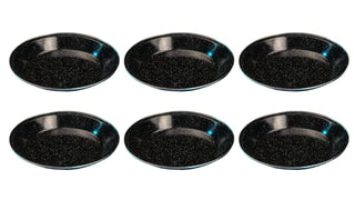 Direct 2 Boater 10" Camping Dinnerware Plates - 6 Pack - Black Enamel Finish - For Camping, Hiking, and Picnics