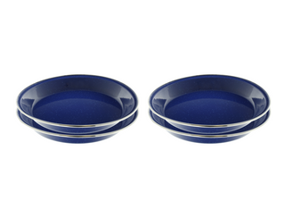 10" Enamel Camping Plates - 4 Pack Metal Camping Plates with Blue Enamel Finish - For Camping, Hiking & Picnics