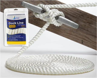 5/8" x 25' White 3 Strand Twisted Nylon Dock Line - For Boats up to 45' - Sold Individually