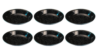 Direct 2 Boater 10" Camping Dinnerware Plates - 6 Pack - Black Enamel Finish - For Camping, Hiking, and Picnics
