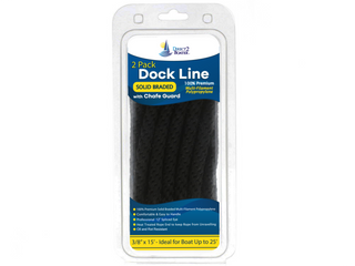 3/8" x 15' Black - (2 Pack) - Solid Braided Poly Dock Line w/Chafe Guard For Boats up to 25'