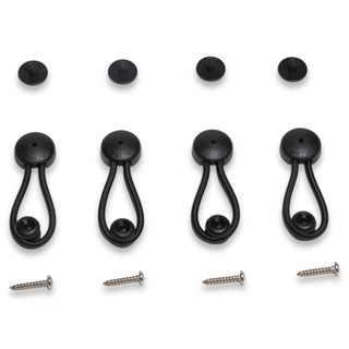 SP-02B | Stayput Fasteners 6 5/8" Standard Size Black Bungee Shock Cord & Fastener for Boat Canvas (4 Pack) with Knobs and #10 Stainless Titanium Screws