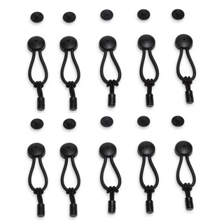 SP-10B-P | Stayput 6 5/8" Standard Size Black Shock Cord & Fastener for Canvas with Pull Tabs (10 Pack) - Length is 6 5/8" End to End