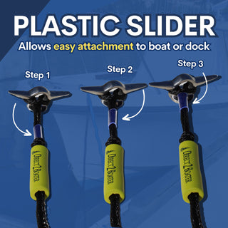4' Bungee Dock Line - Black - (2 Pack) - Stretches to 5.5' - Ideal for Boats, Jet Ski, Dinghy & Pontoon up to 4000#