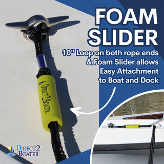 4' Bungee Dock Line - Black - (2 Pack) - Stretches to 5.5' - Ideal for Boats, Jet Ski, Dinghy & Pontoon up to 4000#