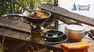 Camping Dinnerware Set with Camp Soap - 2-Person Set, 7 Items - 2 ea of 16 oz Mugs, 7.5" Bowls & 10" Plates Metal w/ Black Enamel Finish