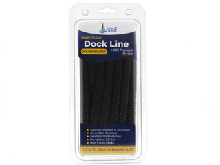 DB-144 | 1/2" x 15' Black Double Braided Nylon Dock Line - For Boats up to 35'