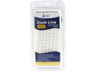 1/2" x 20' White 3 Strand Twisted Nylon Dock Line - For Boats up to 35' - Sold Individually