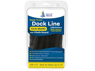 5/8" x 25' Black - (2 Pack) - Solid Braided Poly Dock Line w/ Chafe Guard For Boats up to 45'