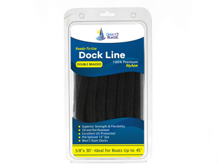 5/8" x 30' - Black Double Braided 100% Premium Nylon Dock Line - For Boats Up to 45' - Long Lasting Mooring Rope - Strong Nylon Dock Ropes for Boats - Marine Grade Sailboat Docking Rope