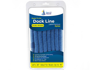 5/8" x 35' - Marine Blue (2 Pack) Durable Double Braided Nylon Dock Line - For Boats Up to 45' - Long Lasting Mooring Line - Strong Nylon Dock Lines for Boats - Marine Grade Sailboat Docking Line