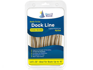 5/8" x 30' - Gold/White (2 Pack) Double Braided 100% Premium Nylon Dock Line - For Boats Up to 45' - Long Lasting Mooring Rope - Strong Nylon Dock Ropes for Boats - Marine Grade Sailboat Docking Rope