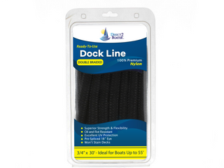 3/4" x 30' - Black (2 Pack) Double Braided 100% Premium Nylon Dock Line - For Boats Up to 55' - Long Lasting Mooring Rope - Strong Nylon Dock Ropes for Boats - Marine Grade Sailboat Docking Rope