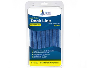 3/4" x 50' - Marine Blue Double Braided 100% Premium Nylon Dock Line - For Boats Up to 55' - Long Lasting Mooring Rope - Strong Nylon Dock Ropes for Boats - Marine Grade Sailboat Docking Rope