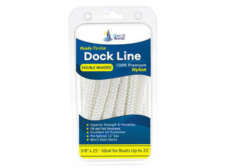 3/8" x 25' - White (2 Pack) Double Braided 100% Premium Nylon Dock Line - For Boats Up to 25' - Long Lasting Mooring Rope - Strong Nylon Dock Ropes for Boats - Marine Grade Sailboat Docking Rope