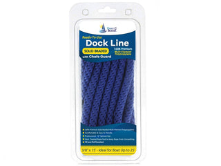DB-256-2T | 3/8" x 15' Blue (2 Pack) Solid Braided Poly Dock Line w/ Chafe Guard For Boats up to 25'
