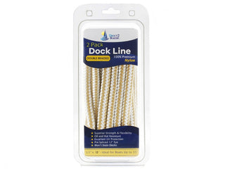 DB-315-2T | 1/2" x 10' - Gold/White (2 Pack) Double Braided Nylon Dock Line