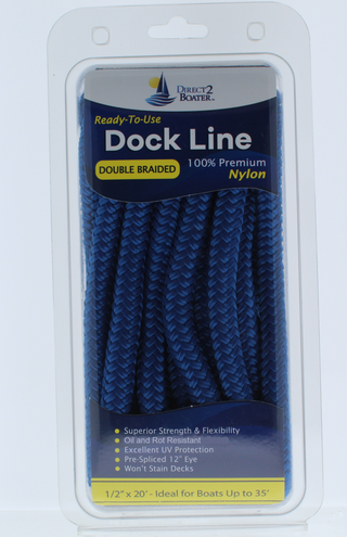 1/2" x 20' - Royal Blue (2 Pack) Double Braided 100% Premium Nylon Dock Line - For Boats up to 35' - Long Lasting Mooring Rope - Strong Nylon Dock Ropes for Boats - Marine Grade Sailboat Docking Rope