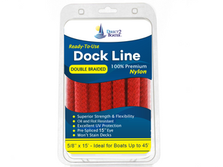 5/8" x 15' - Red (2 Pack) Double Braided 100% Premium Nylon Dock Line - For Boats Up to 45' - Long Lasting Mooring Rope - Strong Nylon Dock Ropes for Boats - Marine Grade Sailboat Docking Rope