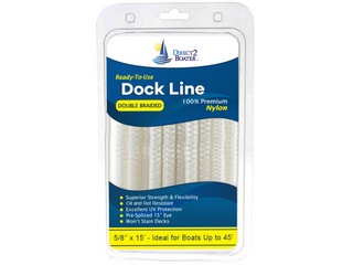 5/8" x 15' - White Durable Double Braided Nylon Dock Line - For Boats Up to 45' - Long Lasting Mooring Line - Strong Nylon Dock Lines for Boats - Marine Grade Sailboat Docking Line