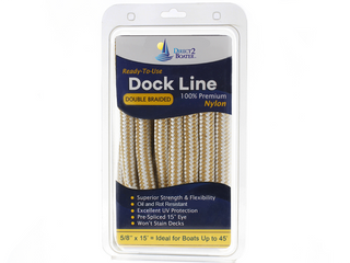 5/8" x 15' - Gold/White Double Braided 100% Premium Nylon Dock Line - For Boats Up to 45' - Long Lasting Mooring Rope - Strong Nylon Dock Ropes for Boats - Marine Grade Sailboat Docking Rope