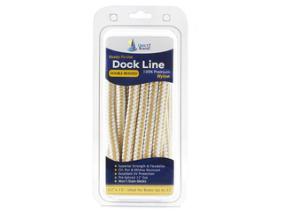 DB-158-2T | 1/2" x 15' - Gold/White (2 Pack) Double Braided Nylon Dock Line