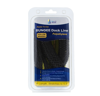 4' Bungee Dock Line - Black - Stretches to 5.5' - Ideal for Boats, PWC, Jet Ski, Dinghy, Kayak & Pontoon up to 4000#