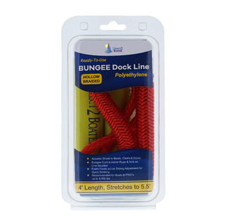4' Bungee Dock Line - Red - (2 Pack) - Stretches to 5.5' - Ideal for Boats, Jet Ski, Dinghy & Pontoon up to 4000#