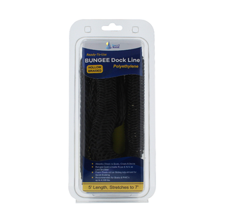5' Bungee Dock Line - Black - (2 Pack) - Stretches to 7' - Ideal for Boats, Jet Ski, Dinghy & Pontoon up to 4000#