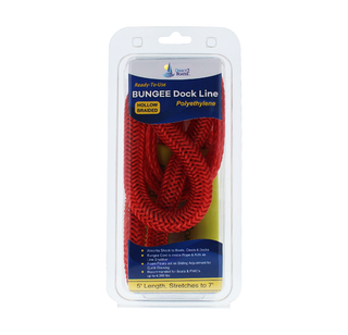 5' Bungee Dock Line - Red - (2 Pack) - Stretches to 7' - Ideal for Boats, Jet Ski, Dinghy & Pontoon up to 4000#