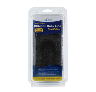 6' Bungee Dock Line - Black - (2 Pack) - Stretches to 9' - Ideal for Boats, Jet Ski, Dinghy & Pontoon up to 4000#