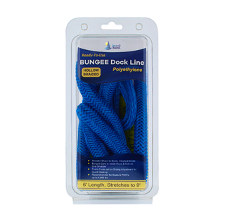 6' Bungee Dock Line - Blue - Stretches to 9' - Ideal for Boats, PWC, Jet Ski, Dinghy, Kayak & Pontoon up to 4000#