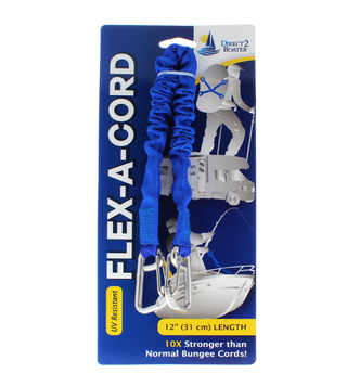 Direct 2 Boater's Flex-A-Cord - Sturdy Nylon with Stainless Steel Clips - 10x Stronger than Bungee Cords - Tactical Bungee Cord - Carabiner Bungee Cord