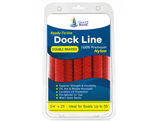3/4" x 25' - Red (2 Pack) Double Braided 100% Premium Nylon Dock Line - For Boats Up to 55' - Long Lasting Mooring Rope - Strong Nylon Dock Ropes for Boats - Marine Grade Sailboat Docking Rope
