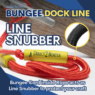 Bungee Dock Lines - (2 Pack) - Stretches - Ideal for Small Boats, PWC, Jet Ski, Dinghy, Kayak & Pontoon Boats up to 4000#