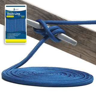 5/8" x 30' - Royal Blue Double Braided 100% Premium Nylon Dock Line - For Boats Up to 45' - Long Lasting Mooring Rope - Strong Nylon Dock Ropes for Boats - Marine Grade Sailboat Docking Rope