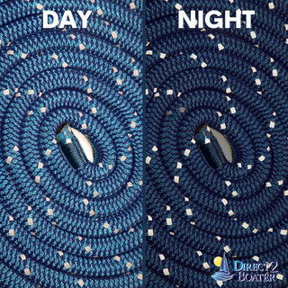3/8" x 20' Royal Blue - (2 Pack) - REFLECTIVE Double Braided Nylon Dock Line - For Boats up to 25' - Long Lasting Mooring Rope - Strong Nylon Dock Ropes for Boats - Marine Grade Sailboat Docking Rope