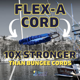 Direct 2 Boater's Flex-A-Cord - Sturdy Nylon with Stainless Steel Clips - 10x Stronger than Bungee Cords - Tactical Bungee Cord - Carabiner Bungee Cord