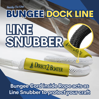 4' Bungee Dock Line - White - (2 Pack) - Stretches to 5.5' - Ideal for Boats, Jet Ski, Dinghy & Pontoon up to 4000#