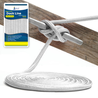 5/8" x 30' - White (2 Pack) Double Braided 100% Premium Nylon Dock Line - For Boats Up to 45' - Long Lasting Mooring Rope - Strong Nylon Dock Ropes for Boats - Marine Grade Sailboat Docking Rope