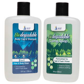 Biodegradable Camp Soap - 8 oz Bottle Soap - For Fresh & Salt Water - For Hands, Dishes & Clothing - Unscented Liquid Camp Soap - Fragrance Free Hand Soap - Travel Laundry Soap