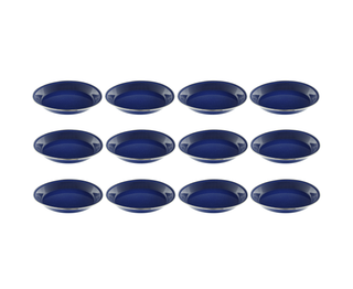 10" Enamel Camping Plates - 12 Pack Metal Camping Plates with Blue Enamel Finish - For Camping, Hiking & Picnics