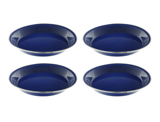 10" Enamel Camping Plates - 4 Pack Metal Camping Plates with Blue Enamel Finish - For Camping, Hiking & Picnics