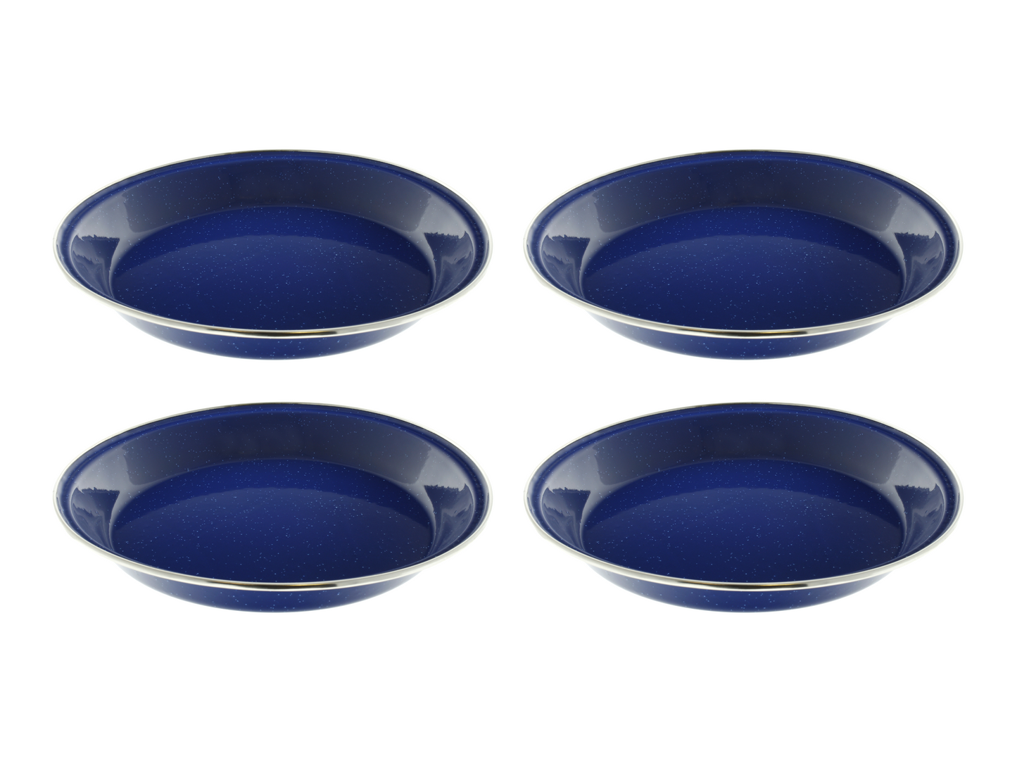 10" Enamel Camping Plates - 4 Pack Metal Camping Plates with Blue Enamel Finish - For Camping, Hiking & Picnics