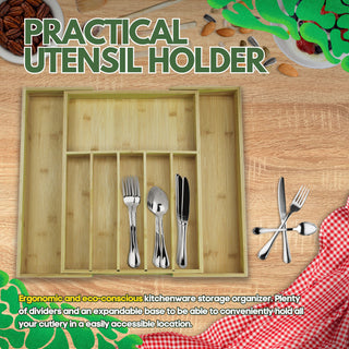 Kanson Home Expandable Bamboo Utensil Organizer - Utensil Organizer for kitchen drawers - Bamboo tray for silverware - from Direct 2 Boater