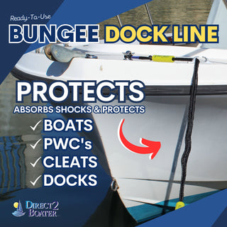 Bungee Dock Lines - (2 Pack) - Stretches - Ideal for Small Boats, PWC, Jet Ski, Dinghy, Kayak & Pontoon Boats up to 4000#