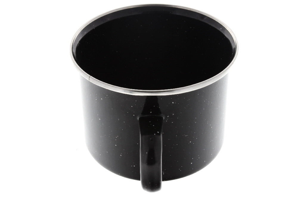 16 oz Durable Metal Camping Mug with Black Speckled Enamel Finish - By Direct 2 Boater